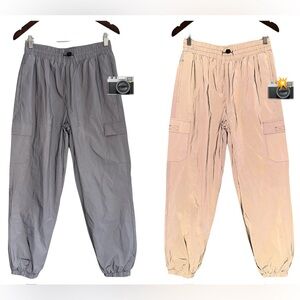 Reflective Cargo Pants Joggers Windbreaker Feel Glow with Flash Streetwear Holo